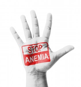 Open hand raised Stop Anemia sign painted multi purpose concept - isolated on white background