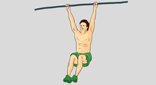 Hanging from a pull-up bar