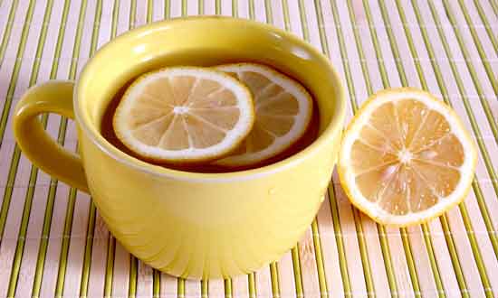 warm water mixed with lemon juice
