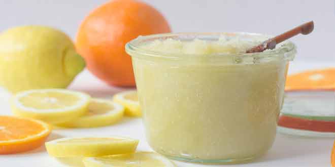 lemon scrub for skin care, hand and foot care